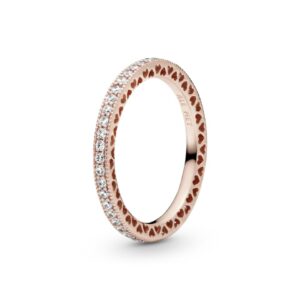 Каблучка Pandora "Серця та сяйво" 180963CZ